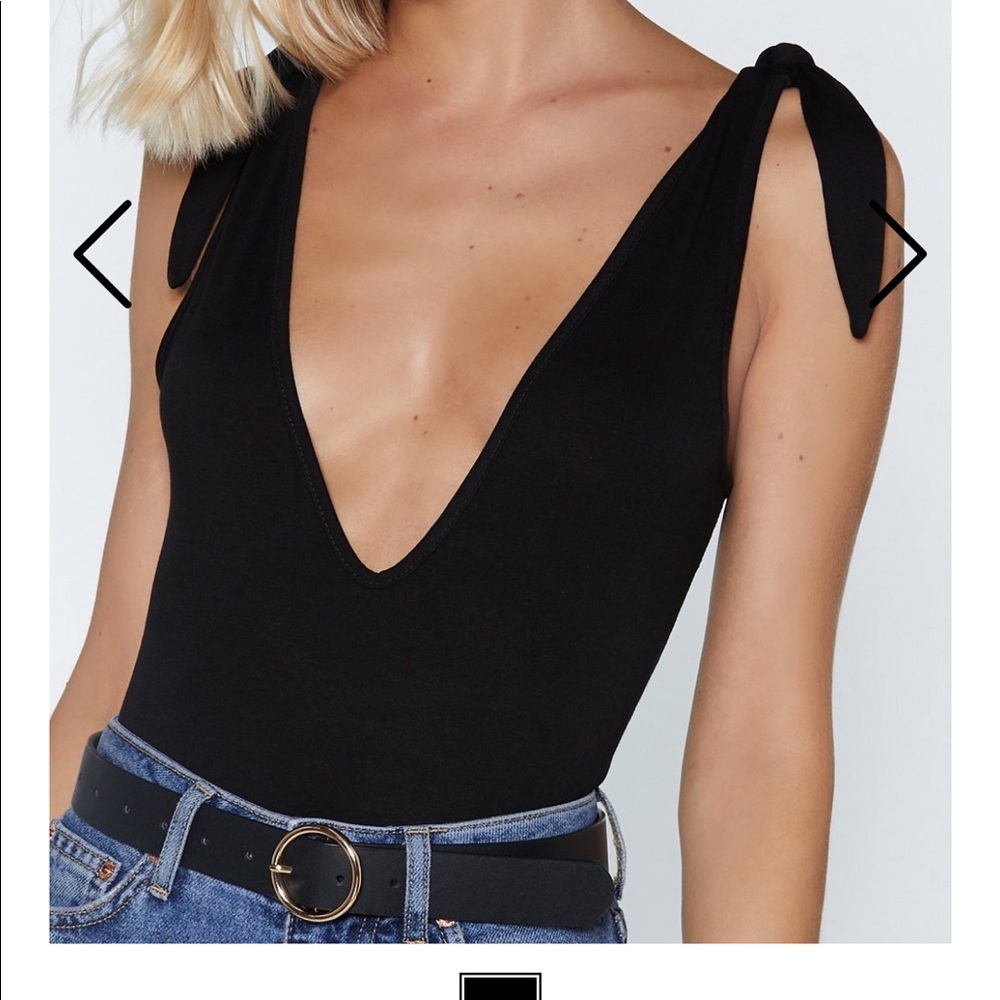 Black Tie Shoulder Adjustable Bodysuit